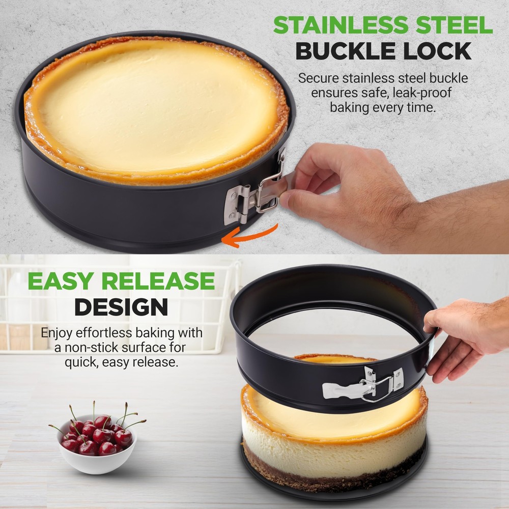 NutriChef 3-Piece Nonstick Springform Pan Set - (Black)