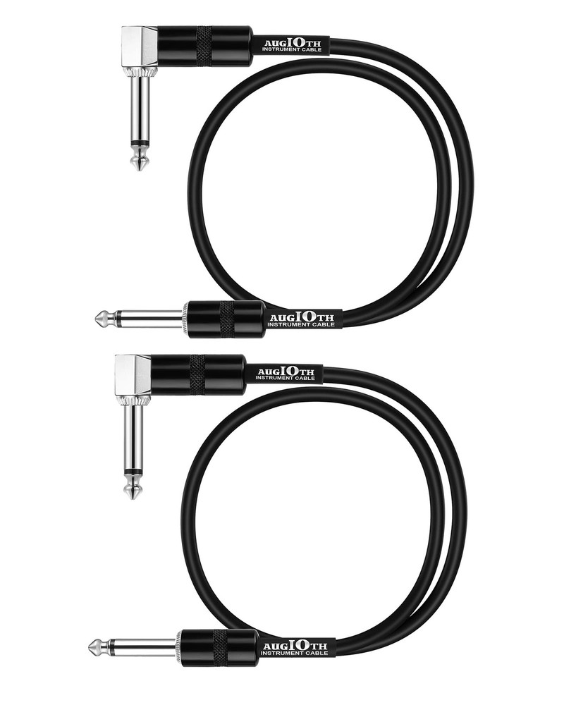 12" Guitar Patch Cable 30CM Straight to Angled 2-Pack for Effects Pedals