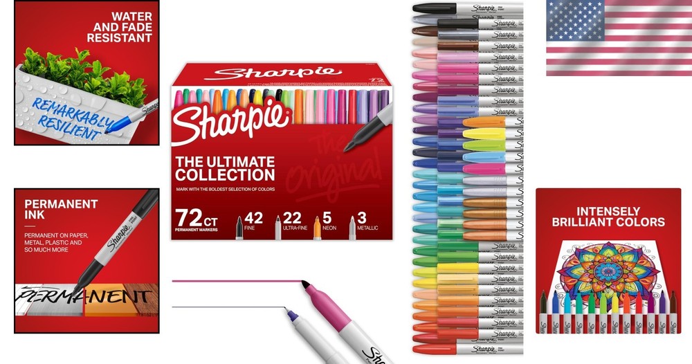 Vivid Permanent Markers, 72 Count - Fine & Ultra Fine Tip