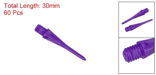 60Pcs Plastic Dart Tips 2BA Thread Soft Dart Tips Plastic Tip Purple