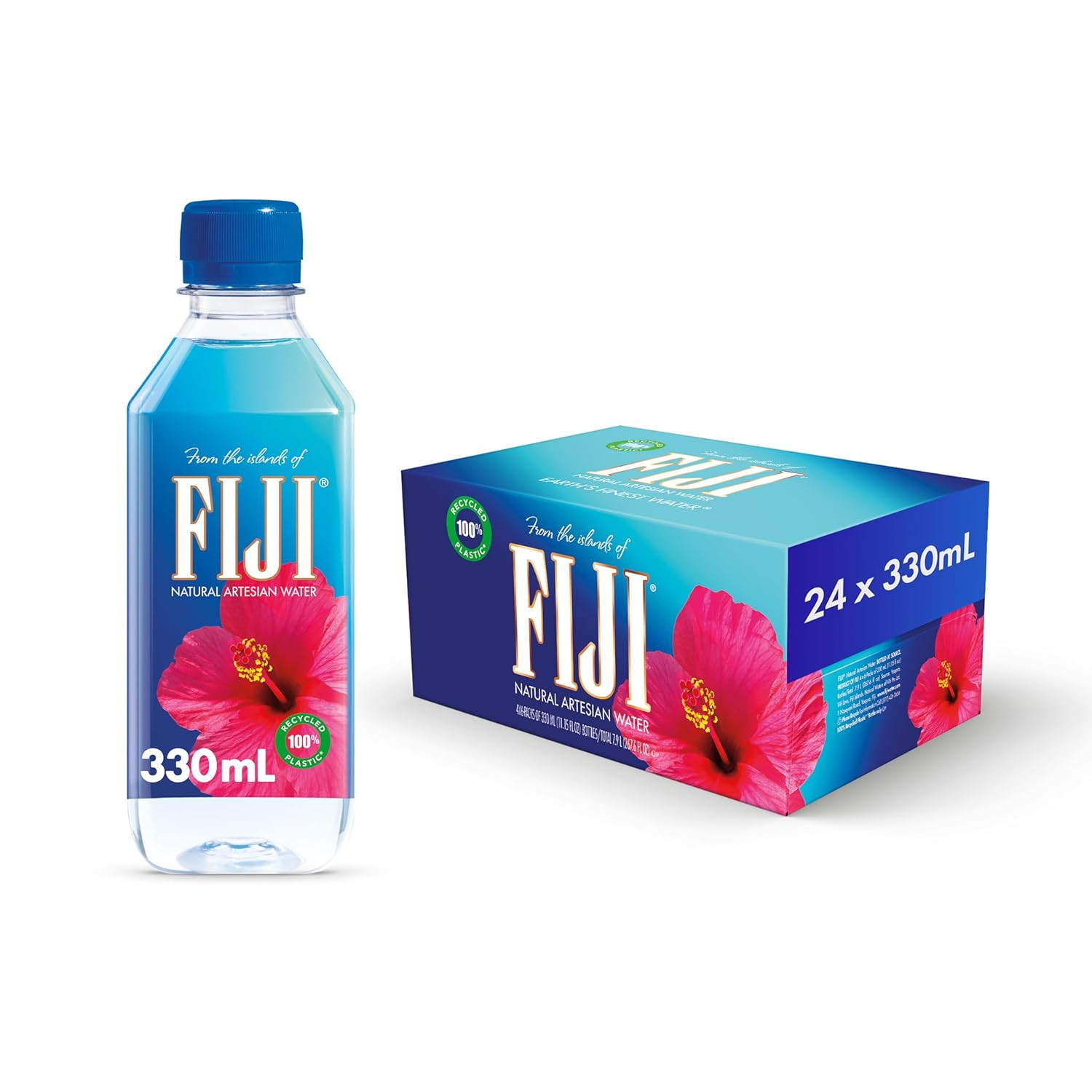 FIJI Natural Artesian Bottled Water 330Ml / 11.15 Fl Ounce (Pack of 24) - 100% N