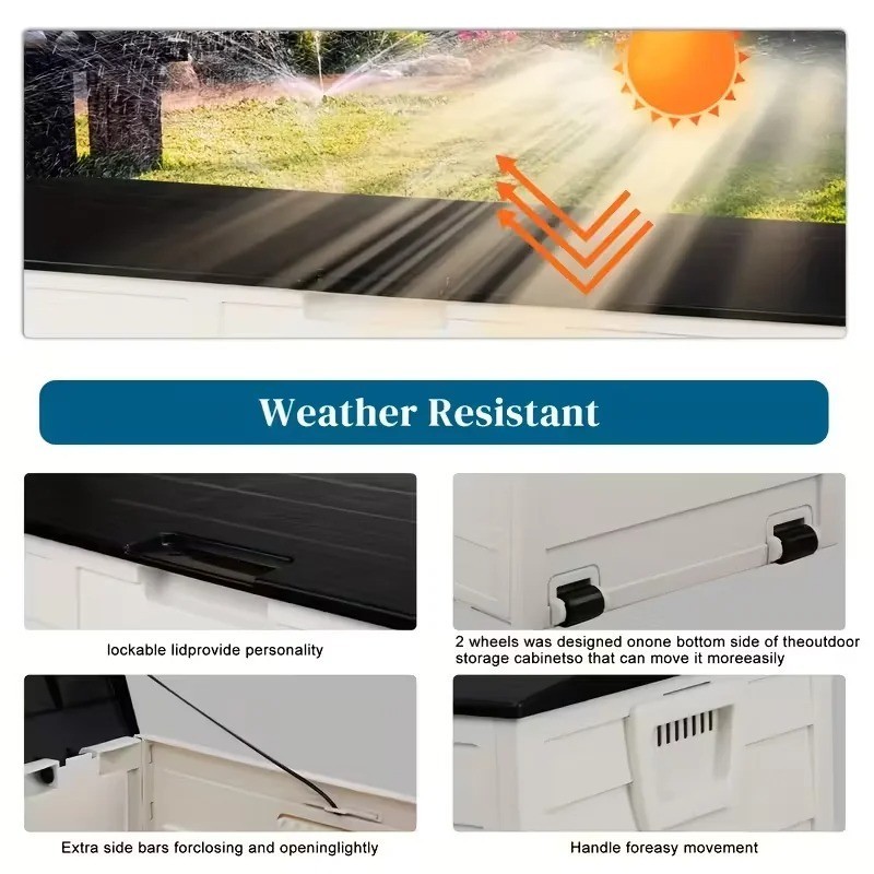 35 Gallon Outdoor Deck Box Heavy Duty Patio Storage Box Lockable Waterproof