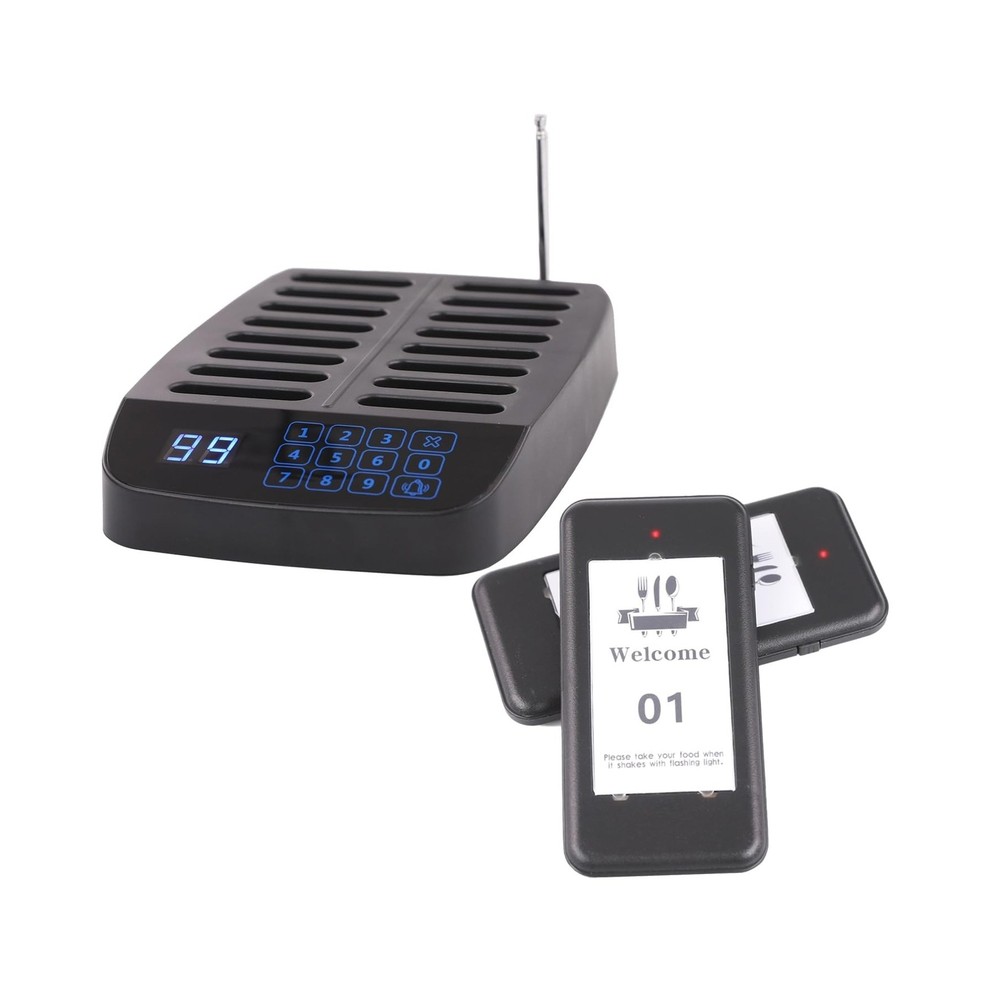 Restaurant Pager System, 16 Wireless Beepers, Touch Screen Keyboard Calling C...