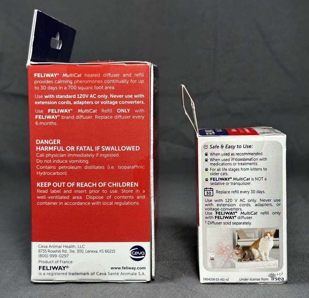 FELIWAY MULTICAT Plug In Diffuser With Refill Sealed Plus 1 NEW Extra Refill