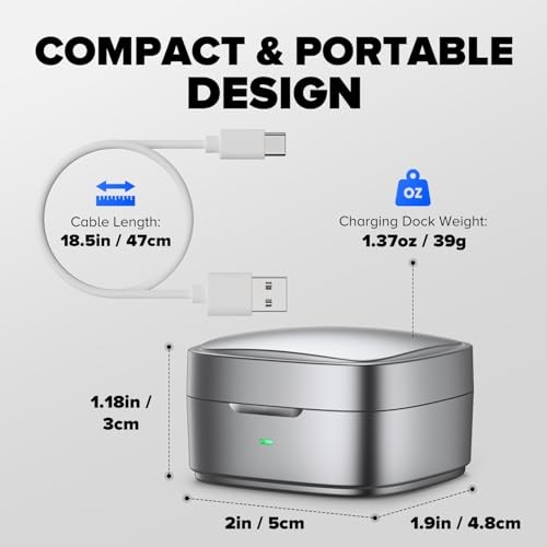 Wireless Charging Case Compatible with Ou-ra Ring Gen 4 Size 8 Glossy Silver