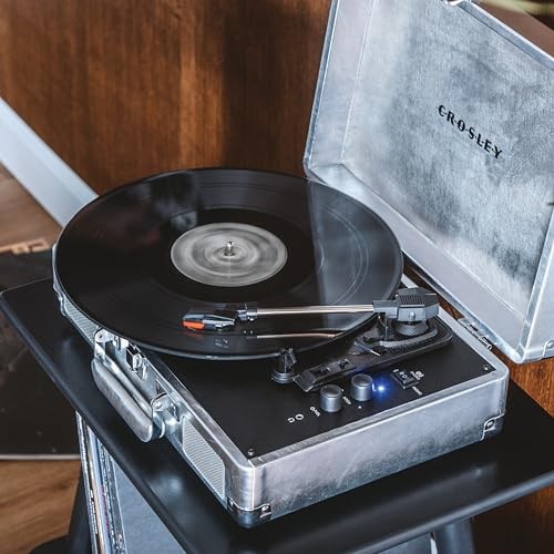 Crosley Cruiser Plus Bluetooth in/Out Suitcase Turntable with Speakers, Silver