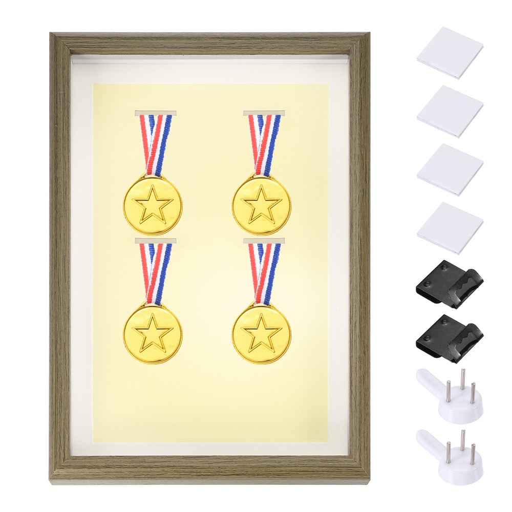 13x9\" Vertical Shadow Frame with Dots and Stickers, Walnut Color