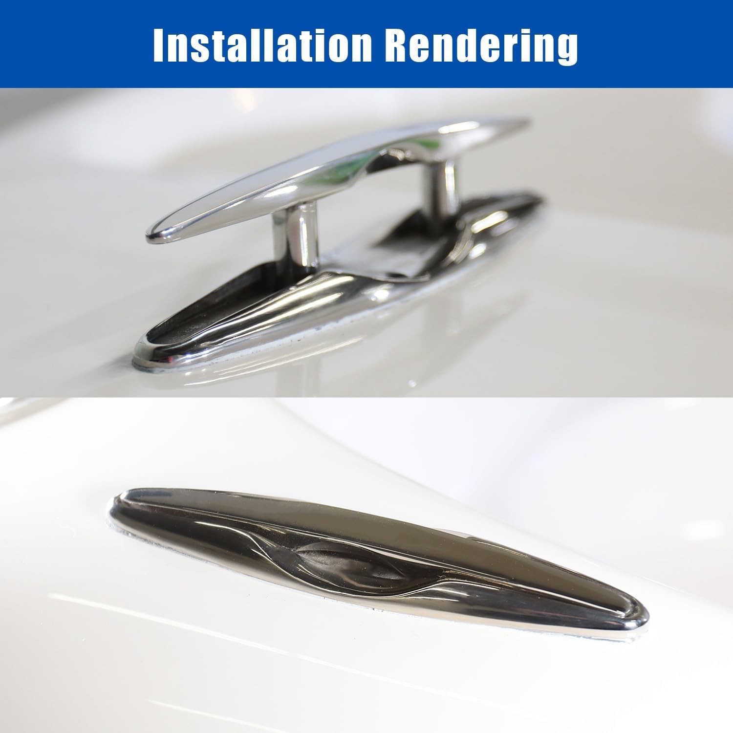 Boat Cleat 8" Pull Up Deck Cleat Flush Mount 316 Stainless Steel Cleat Marine