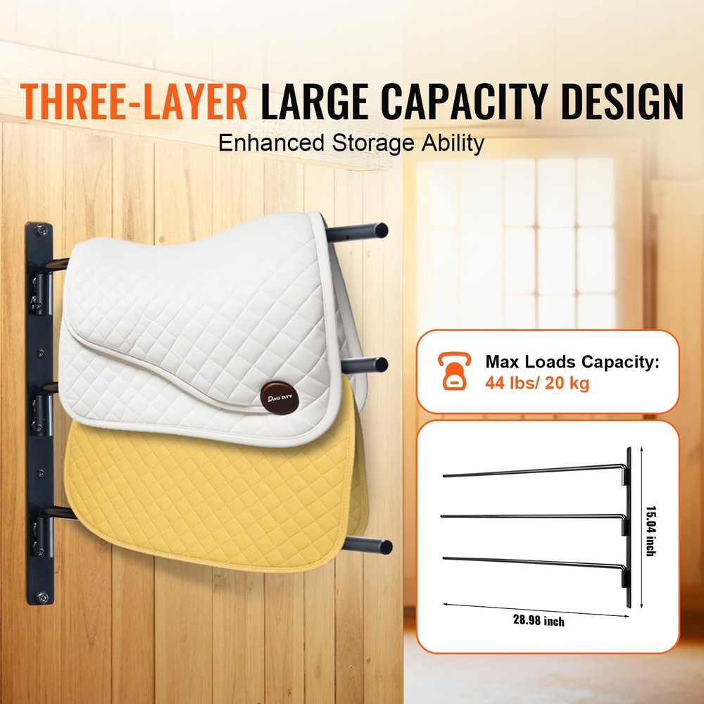 Wall Mounted Saddle Rack 2 Pack Swing Out Holder Three Tiered