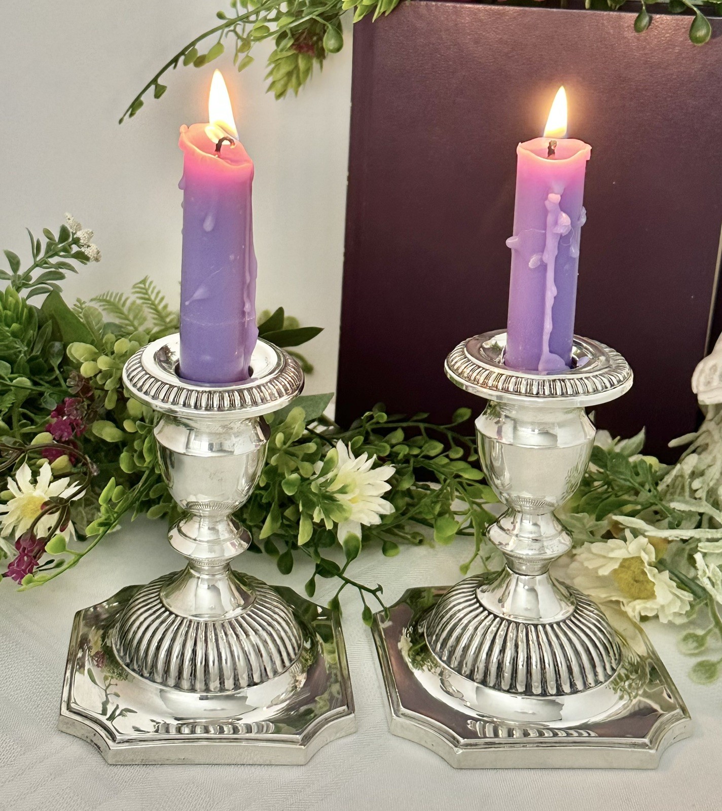 Sterling Hunt Silver Georgian Reproduction Sterling Candlesticks Candle Holders