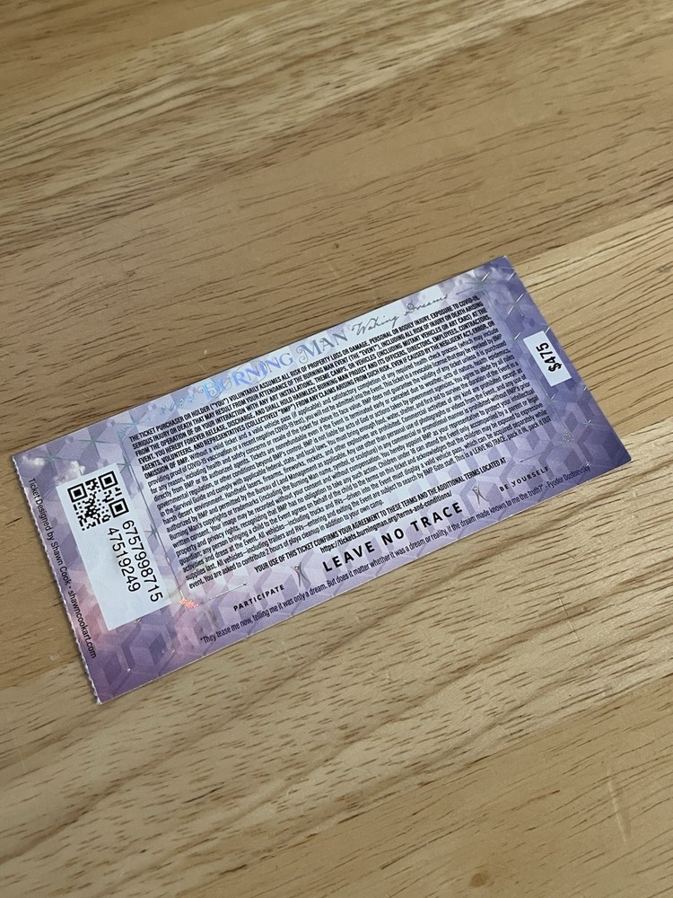 Burning Man 2022 Ticket Stub + Event Booklet & Map