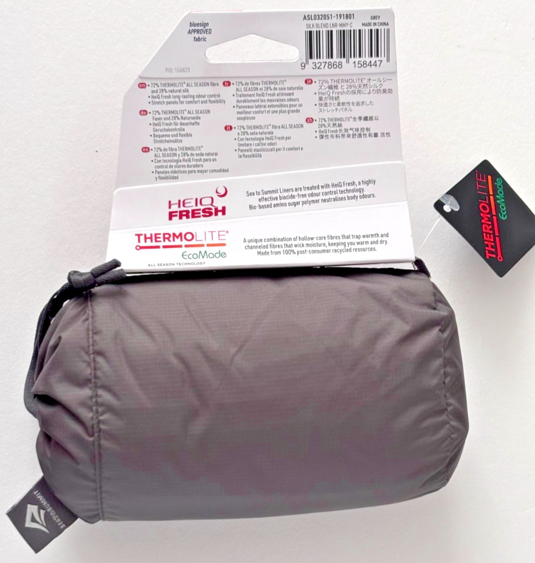Sea To Summit Silk Blend Gray Mummy Sleeping Bag Liner Small/Compact/Short NEW!