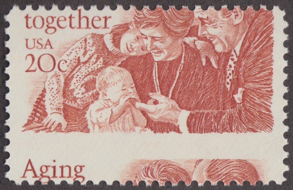 20¢ AGING TOGETHER, DESIGN-CHANGING MISPERF, 1982 #2011 VAR, MINT NEVER HINGED