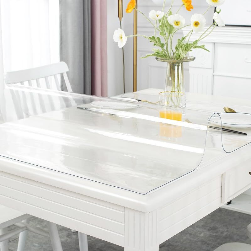 Clear Table Cover Protector 24 x 48 Inch1.5mm Thick Plastic Table Cover Recta...