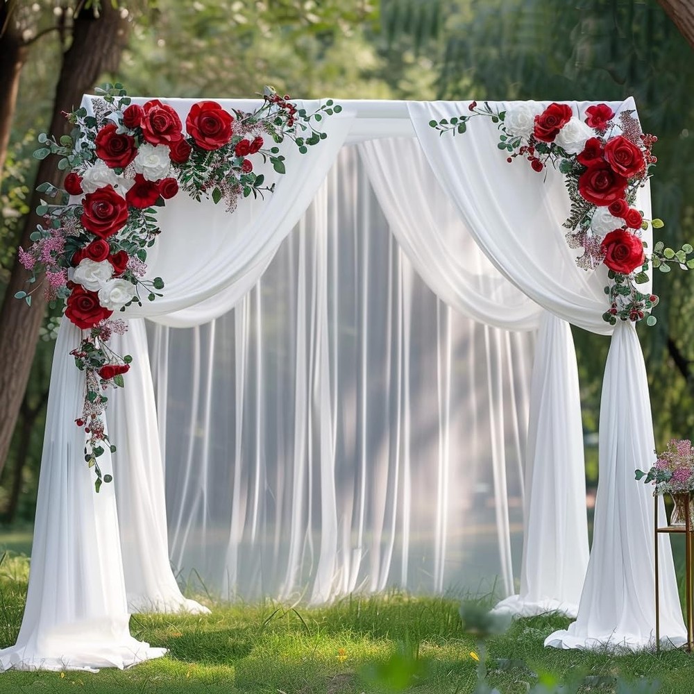 10x10 Ft White Backdrop Curtain Polyester Drape Rod Pockets Reusable