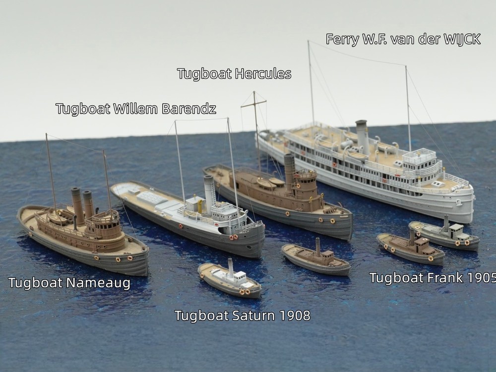1:700 auxiliary ships, tugboat, ferry, 3D printed kit