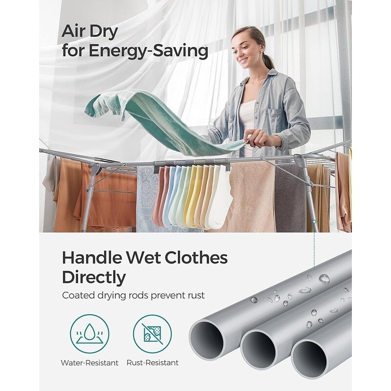 Foldable Clothes Drying Rack Indoor Outdoor Space Saving Rust Resistant New