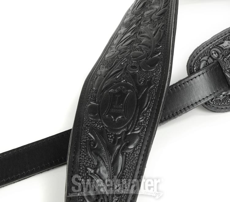 Levy's PM44T01 Leather Guitar Strap - Black