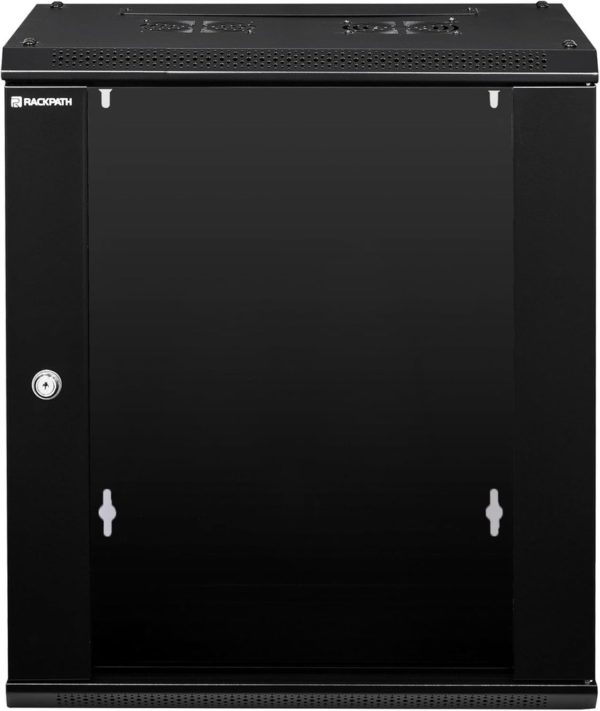 Rackpath 12U Wall Mount Network Rack Cabinet 19” Server Rack 17.7” Deep Black