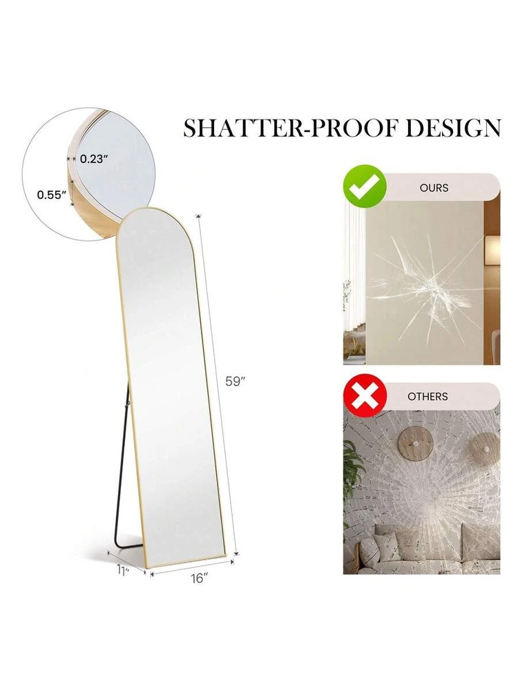 Arched Full Length Mirror, Standing Or Leaning Full Body Mirror With