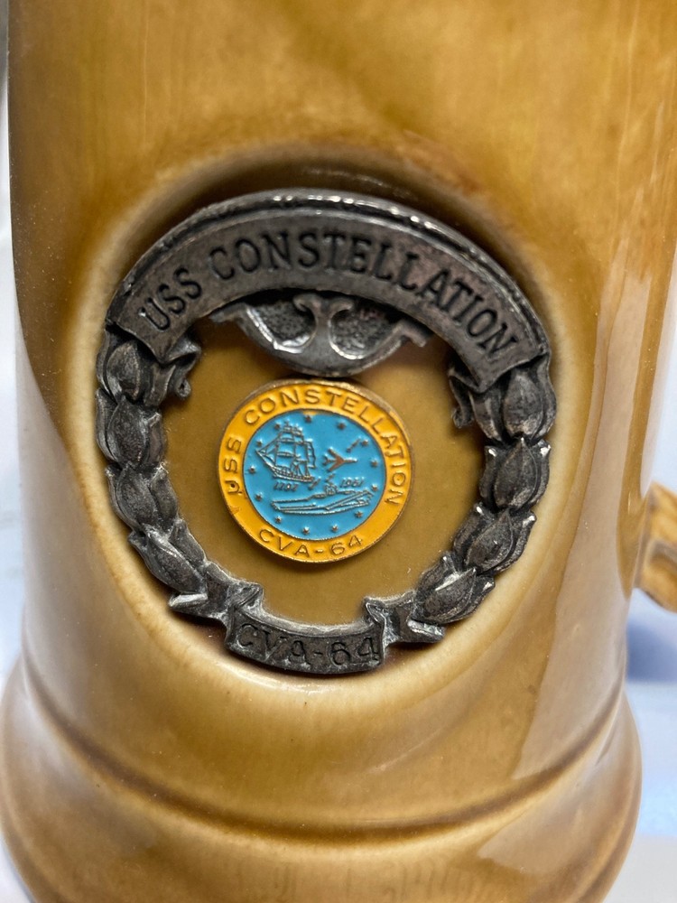 Vintage USS Constellation CVA-64 Beer Stein/Ceramic Mug from ~1967-71