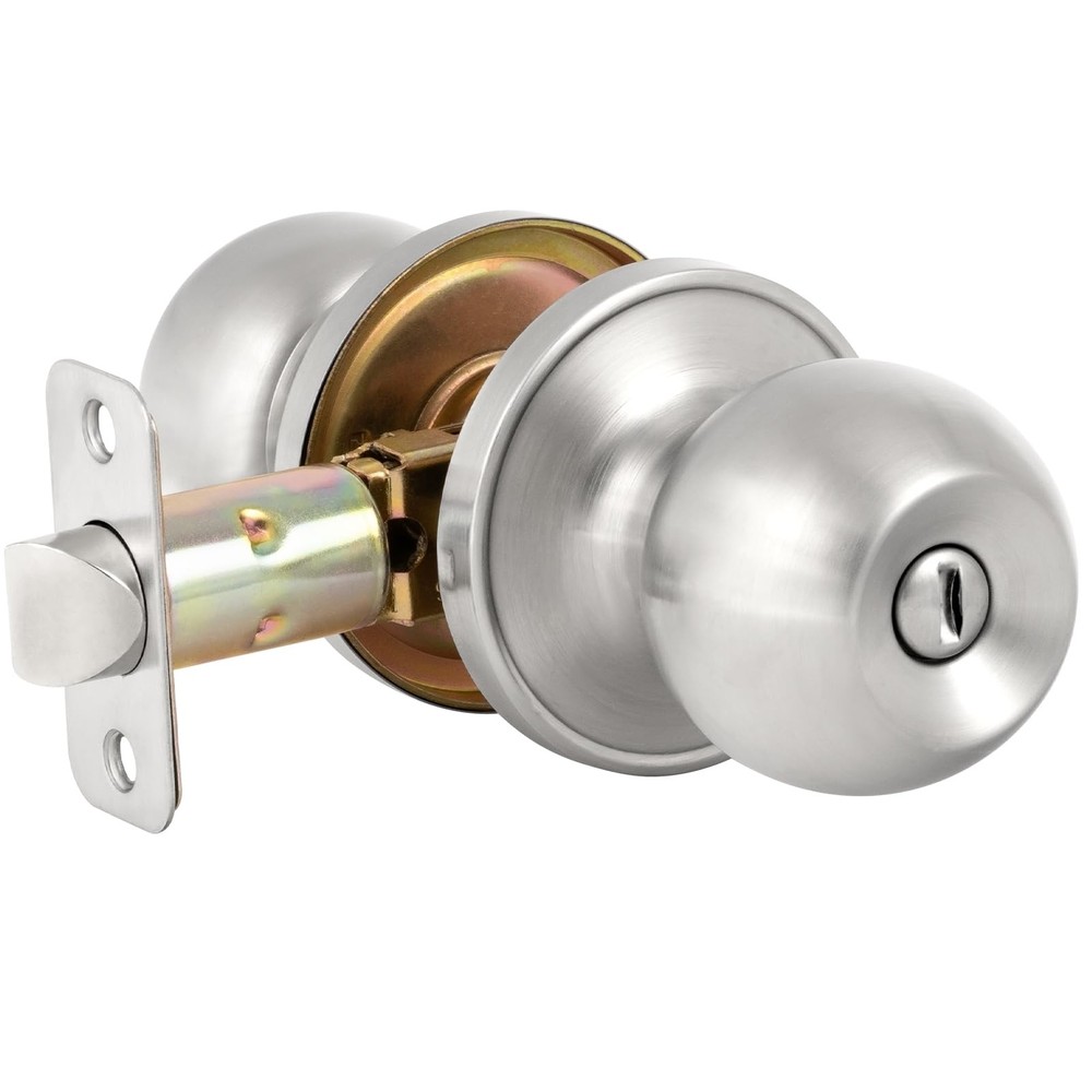 HOSOM Privacy Door Knob with Lock, Interior Knobs 1 Pack, Satin Nickel