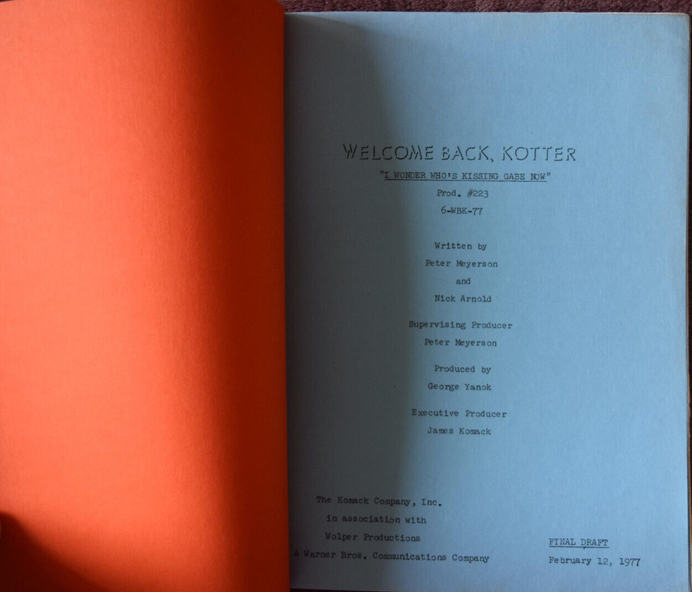 1977 Welcome Back Kotter Original Final Draft Script Screenplay