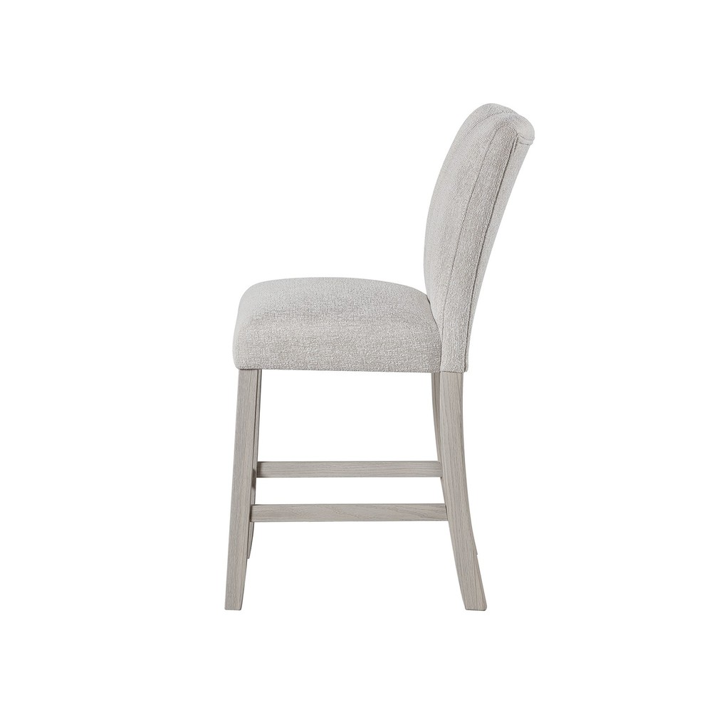 Modern Gray Wood Rectangular Dining Side Chairs, Solid Back, Set of 2