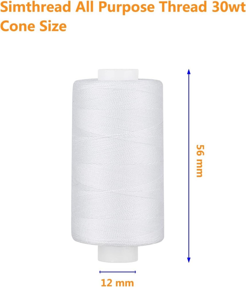 Simthread All Purpose Thread Polyester 400 Yards (2 White)