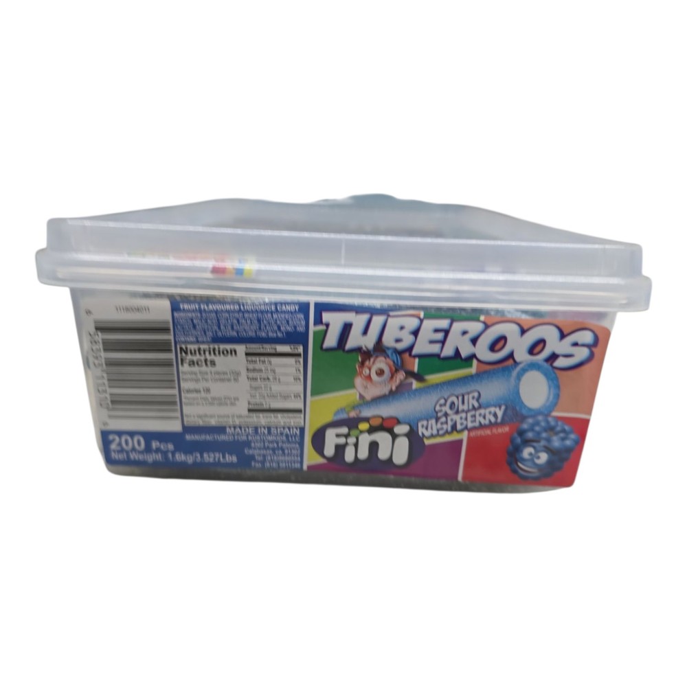 Fini Tuberoos Raspberry Sour Candy Strips 200 Pcs Net Wt 3.5lb