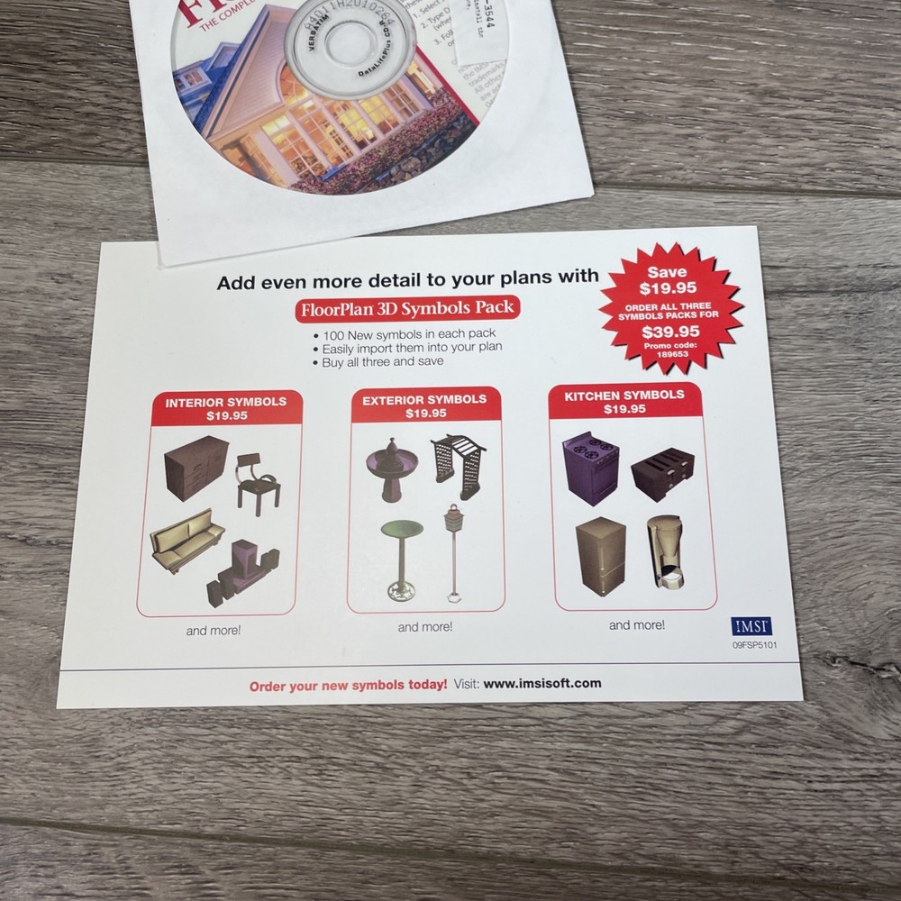 FLOOR PLAN 3D Version 10 PC CD-ROM & Manual IMSI 1997-2005