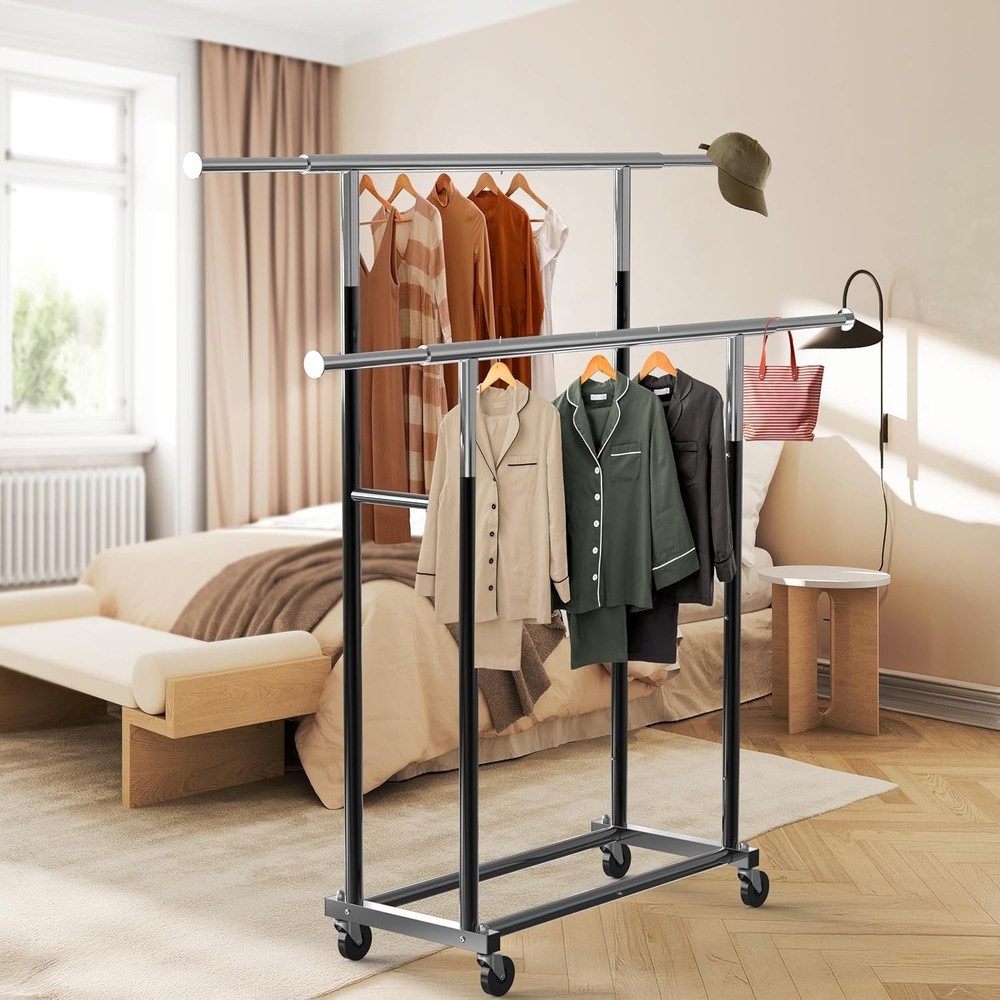 Standard Double Rod Garment Rack, Black