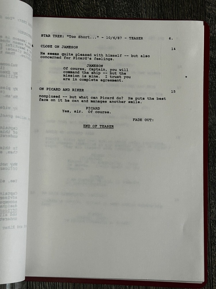 STAR TREK Script The Next Generation Too Short A Season Revised Final Draft 1987