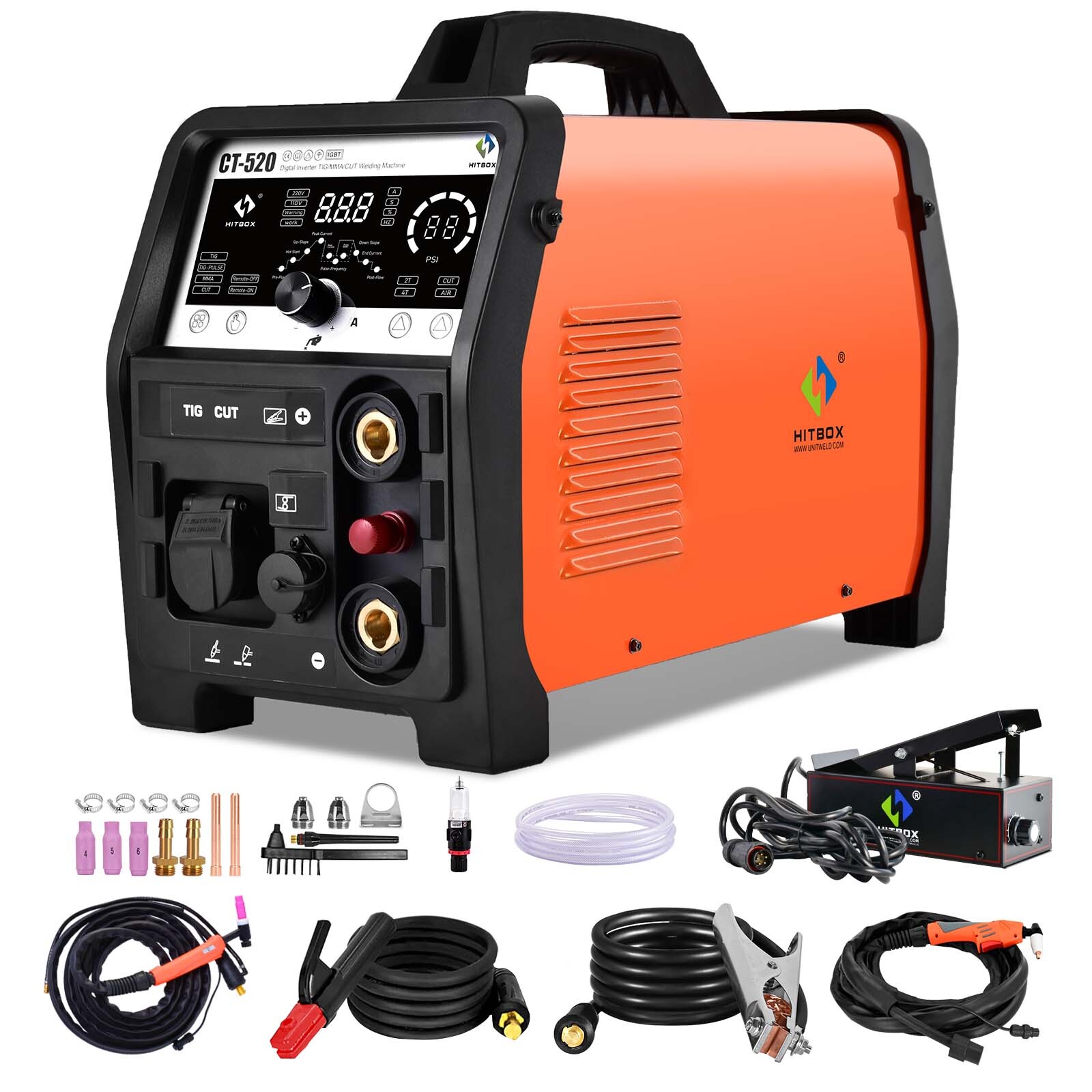 50A 4IN1 Cut/ Pulse TIG/TIG/MMA Non-touch Air Plasma Cutter, CUT 20mm,110V/220V