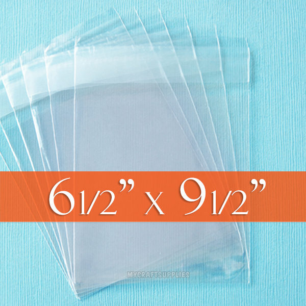 100 Clear Cello Bags, 6.5 x 9.5 inch OPP Poly, Resealable Flap; 6 1/2" x 9 1/2"