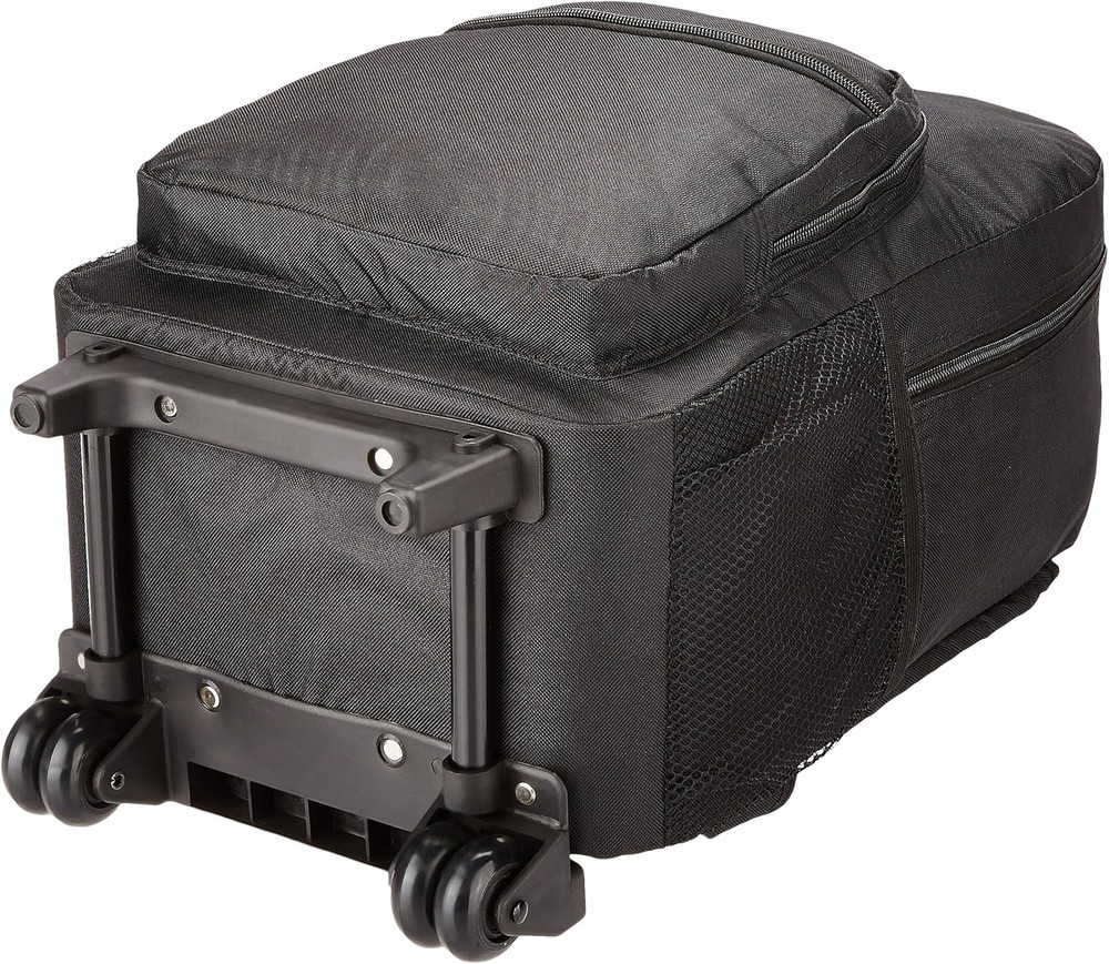 Double Handle Rolling Backpack, Black, 17-Inch