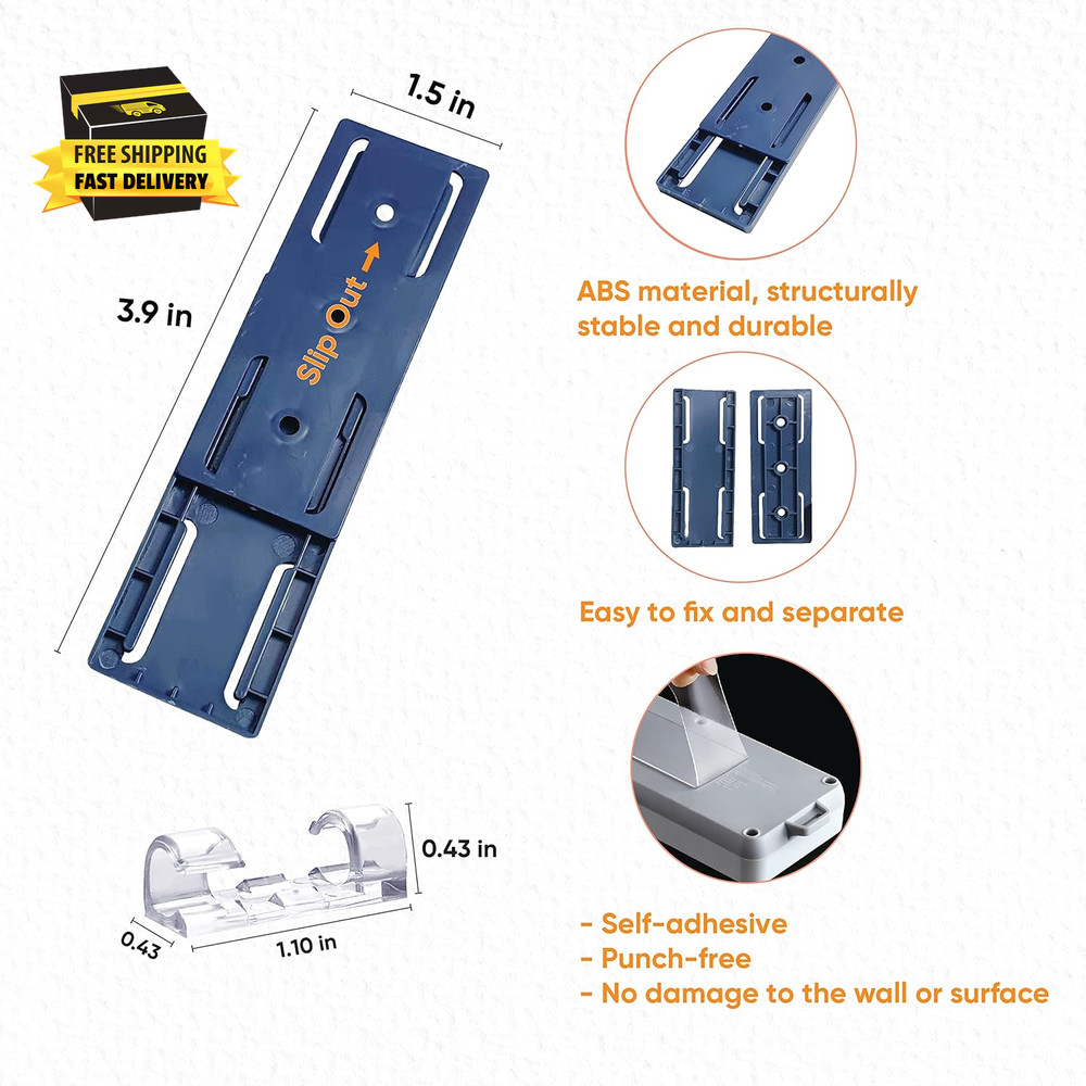 10-Pack Adhesive Punch-Free Socket Holder, Self Adhesive Desktop Socket Fixer, P