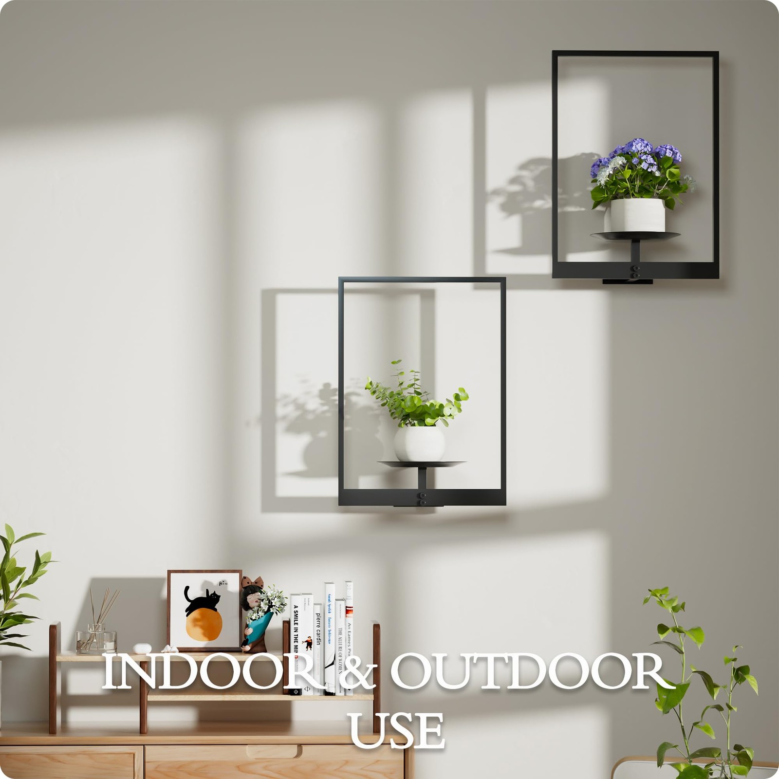 Black Metal Wall Plant Holder - 2-Pack Wall Mounted Plant Stands and Hanging ...