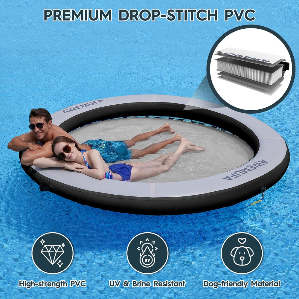 8Ft Heavy Duty Water Hammock Float Ring for Pool & Lake Summer Fun