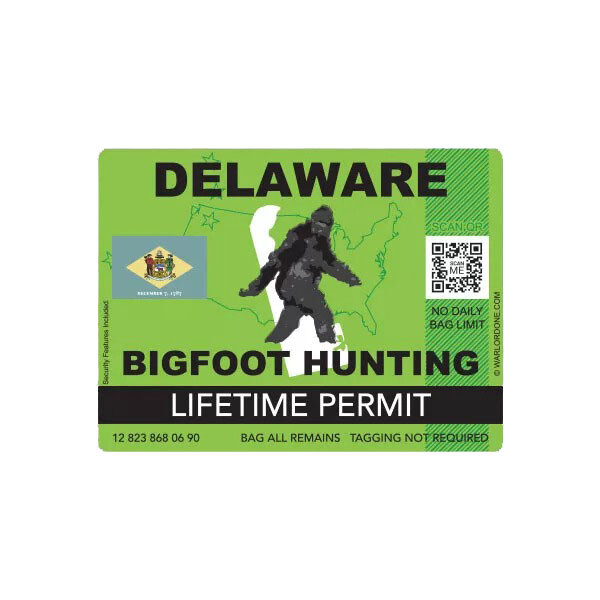 Delaware Bigfoot Hunting Permit Sticker