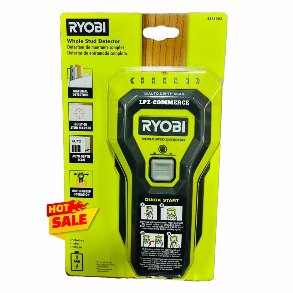 RYOBI Stud Finder with Multiple LED's . One-Handed Operation, ESF5002