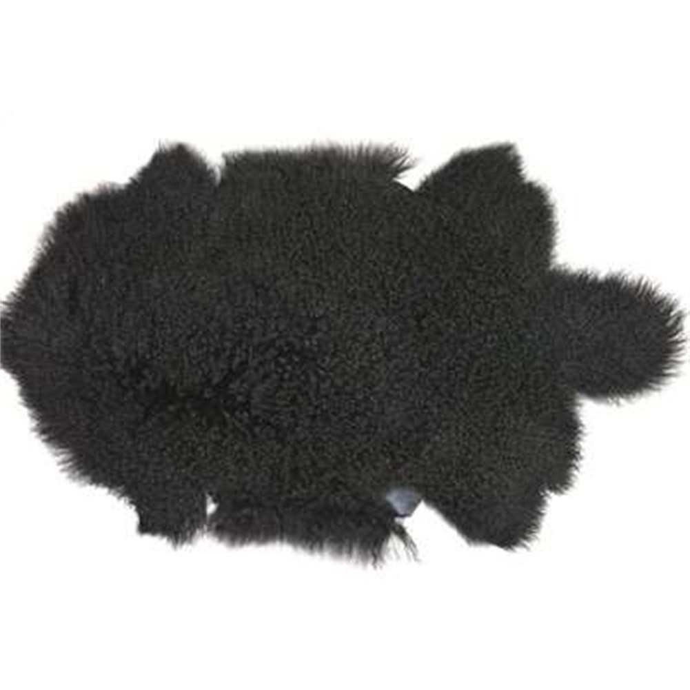 BLACK MONGOLIAN TIBETAN SHEEPSKIN RUG THROW LAMBSKIN FUR HIDE PELT CURLY HAIR
