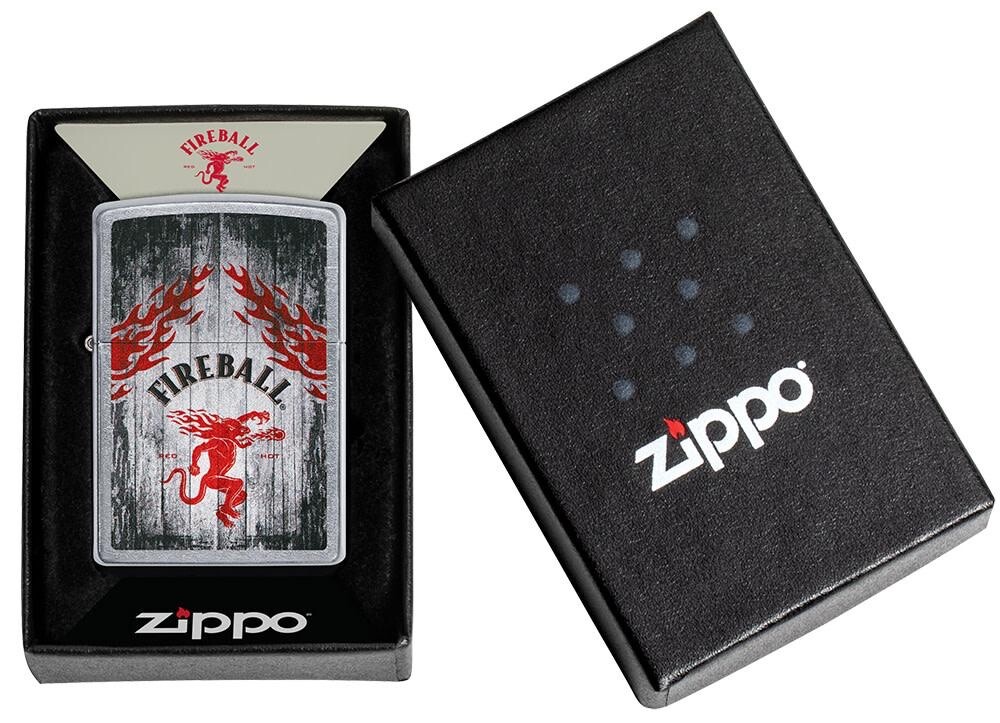 Zippo Lighter - Fireball 49542 + free flint pack