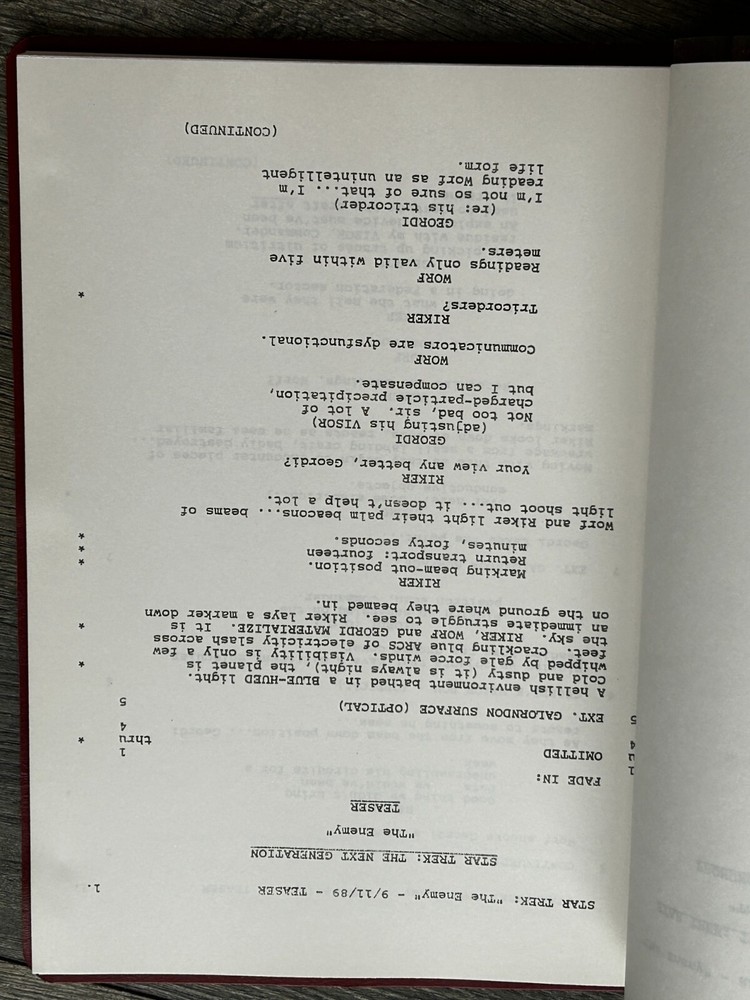 STAR TREK Script The Next Generation The Enemy Final Draft September 11 1989