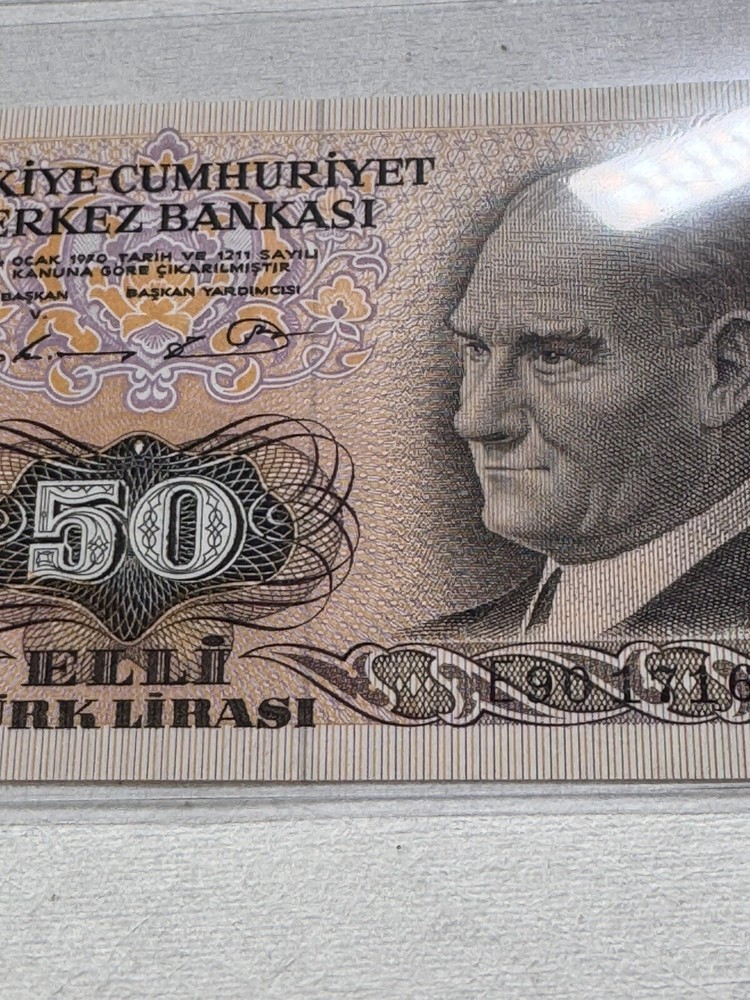 1976 Turkey 50 Lira Banknote P# 188 Prefix E