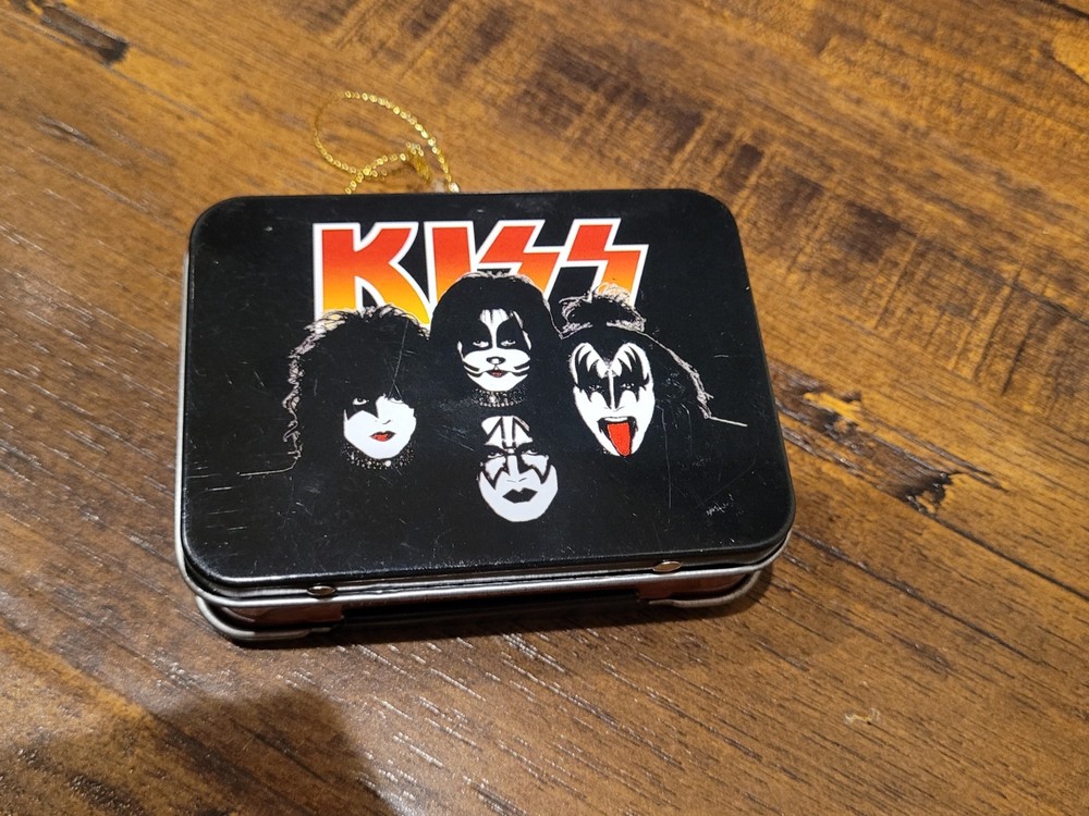 ~KISS Band Christmas Ornament Tin 4″ Metal Mini Tin Vintage Style Hard Rock~