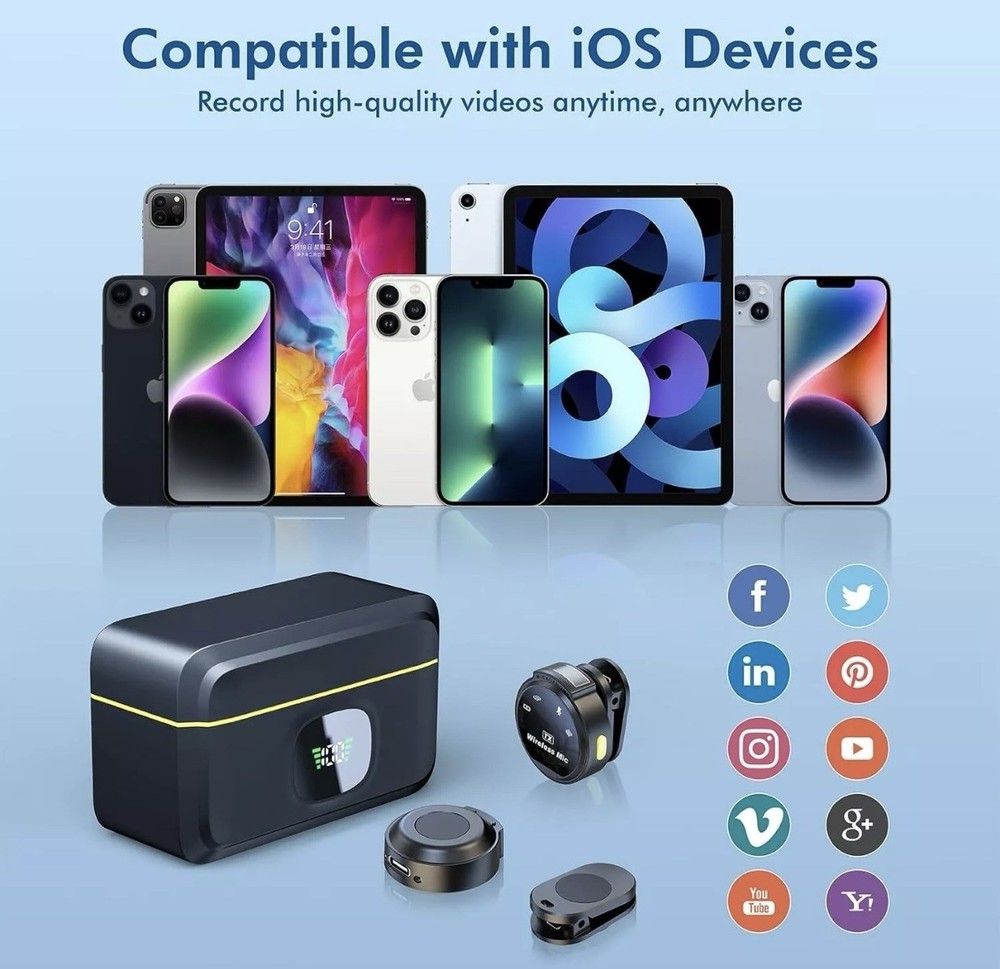 Professional Wireless Lavalier Microphone / Charging Case, 2 Pack Noise Cancel