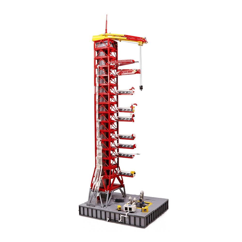 Red Launch Tower Model for Saturn V Rocket 3292PICS Building Set