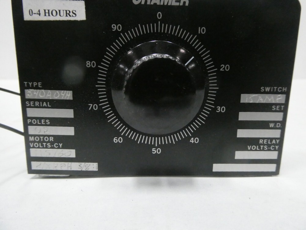 Cramer 540A04H Timer Switch 0-4hour 15a