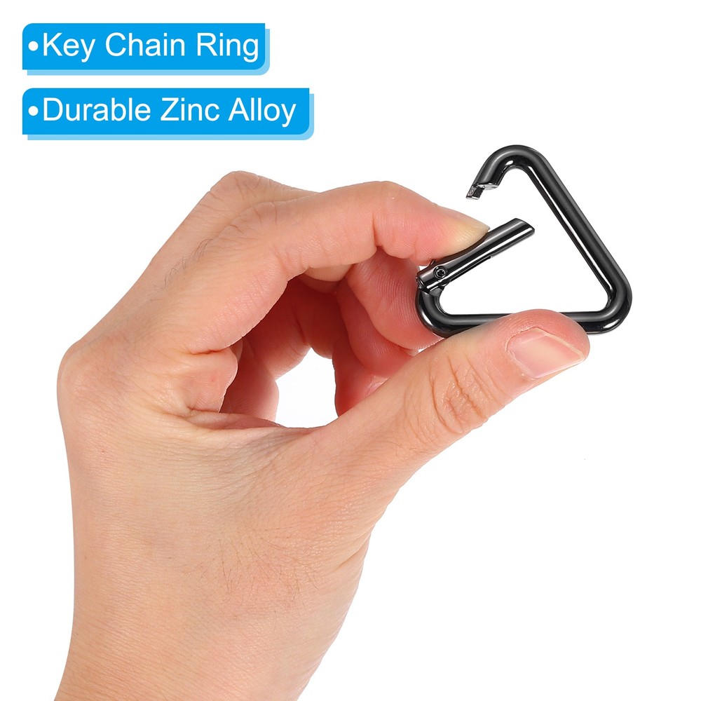 4Pcs 1" Triangle Jump Ring Buckle Spring Snap Clip Trigger Keychain Black